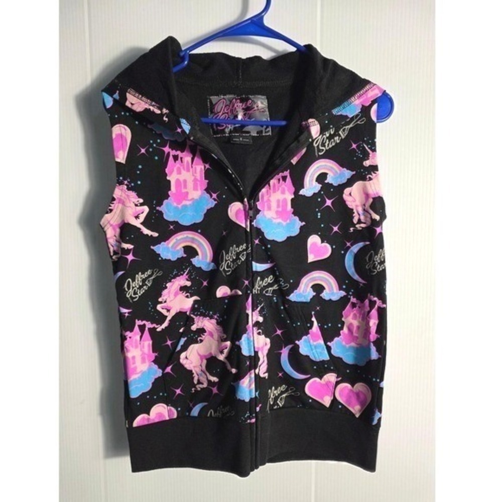 Jeffree Star Beauty Killer Sleeveless Hoodie Black Pink Unicorn Castle Vest S